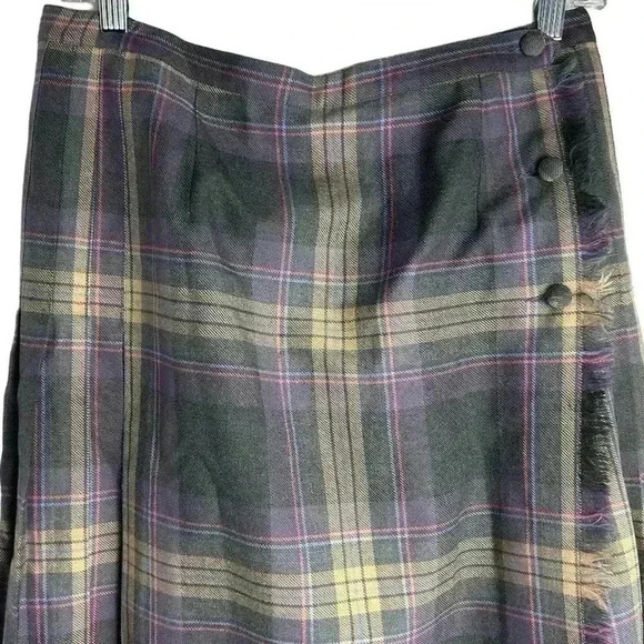 Vintage Al Jean Canada Inc. plaid pure virgin wool  pleated kilt skirt - Picture 2 of 12